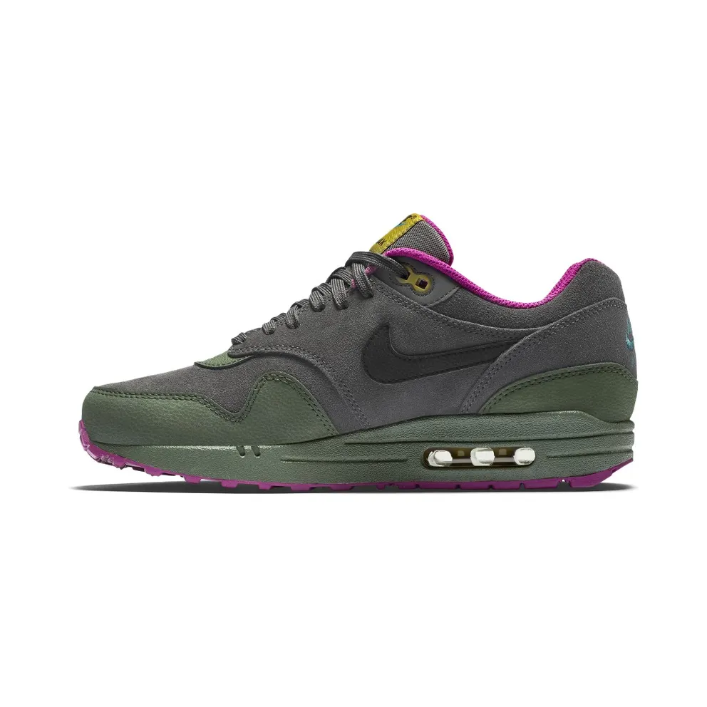 Nike Air Max 1 Pewter Carbon Dark Pewter/Black-Carbon Green-Fuchsia Flash (654466-008)