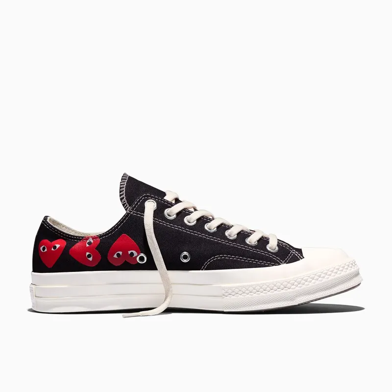 Converse x Comme des Garçons PLAY Chuck 70 Multi Heart Black/High Risk Red/Egret (A08149C)