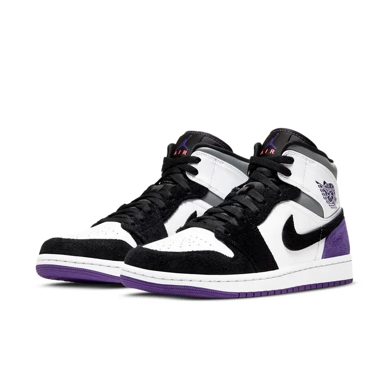 Jordan 1 Mid SE Purple White/Black-Light Solar Flare Heather-Varsity Purple (852542-105)