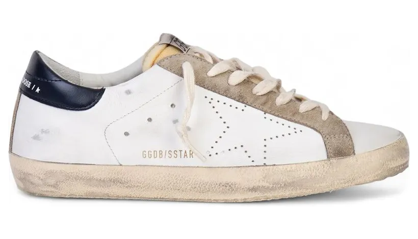Golden Goose Super-Star White Navy Blue Heel Tab (GMF00360-F003184-81753)