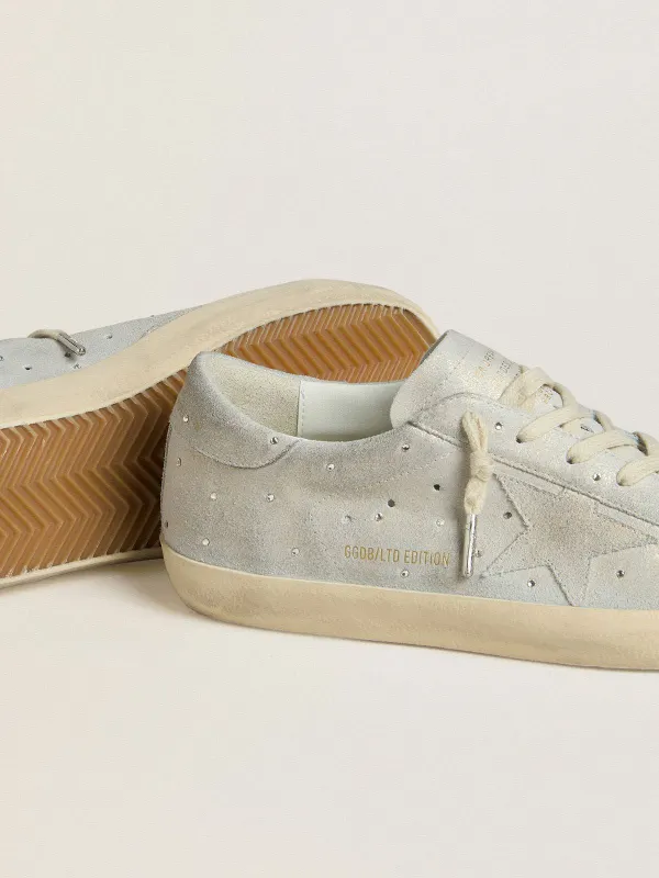 Golden Goose Super-Star Ltd In Platinum Suede And Swarovski Crystals With Platinum Suede Star (GWF00101.F007848.65157) (3)