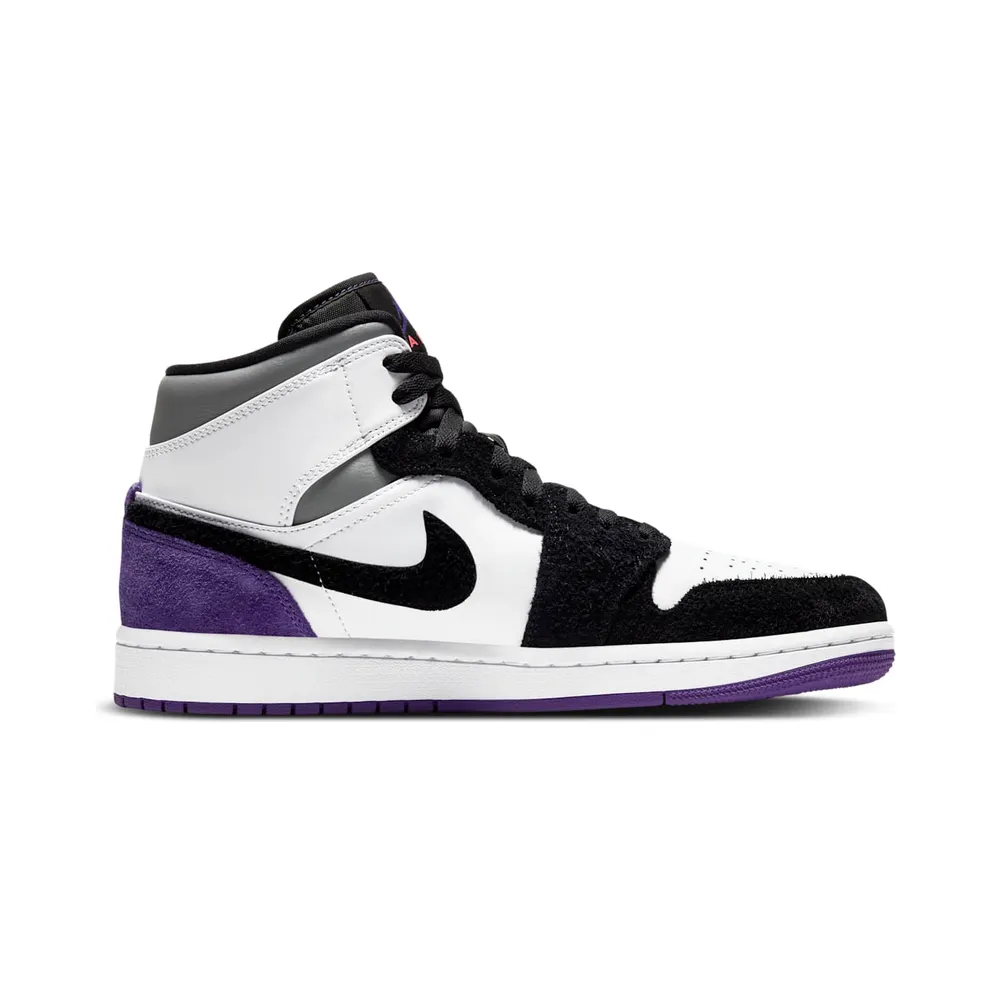 Jordan 1 Mid SE Purple White/Black-Light Solar Flare Heather-Varsity Purple (852542-105)