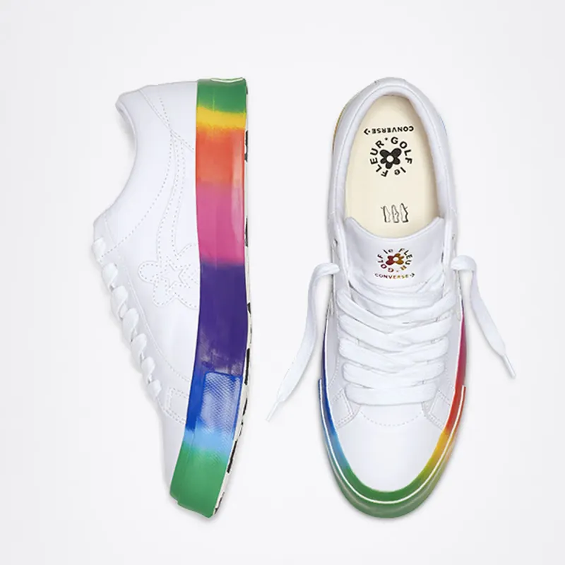 Converse One Star Ox Golf Le Fleur Rainbow Sole White/White-Multi (166409C)