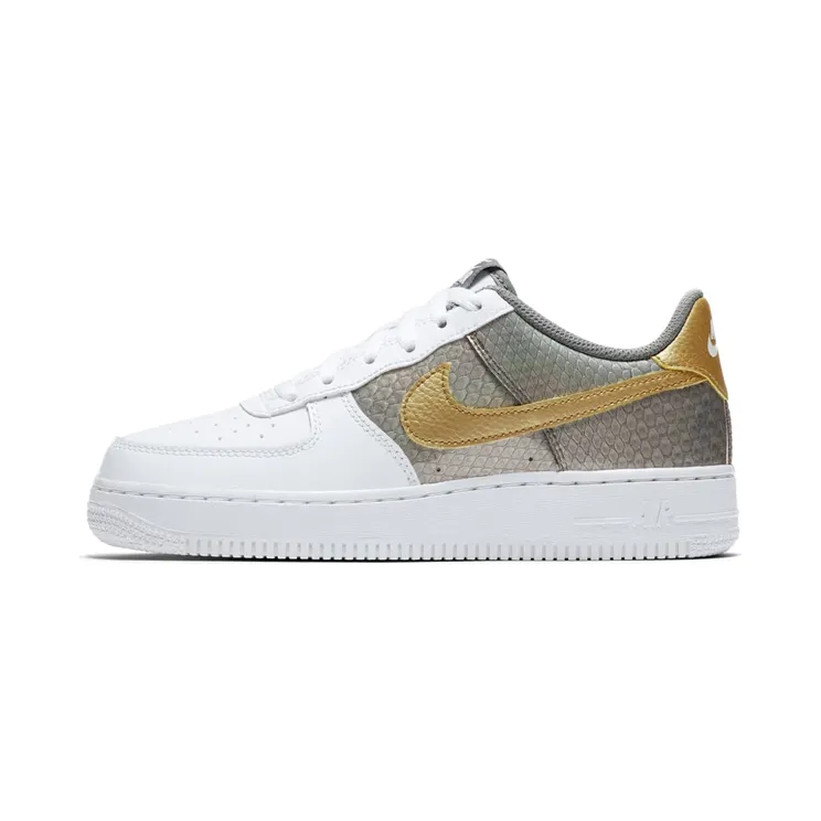 Nike Air Force 1 Low’Gold Dragon’ GS “White / Anthracite / Cool Grey / Metallic Gold” (CI3910-100)