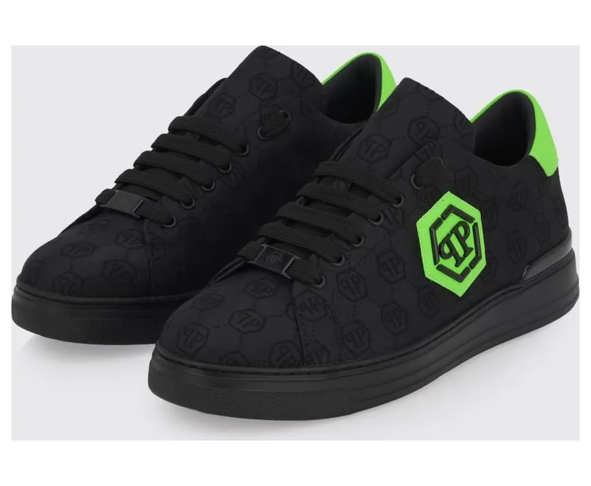 Philipp plein Fabric Sneakers with Hexagon Jacquard Black (PAFSMSC4093PTE021N0227)