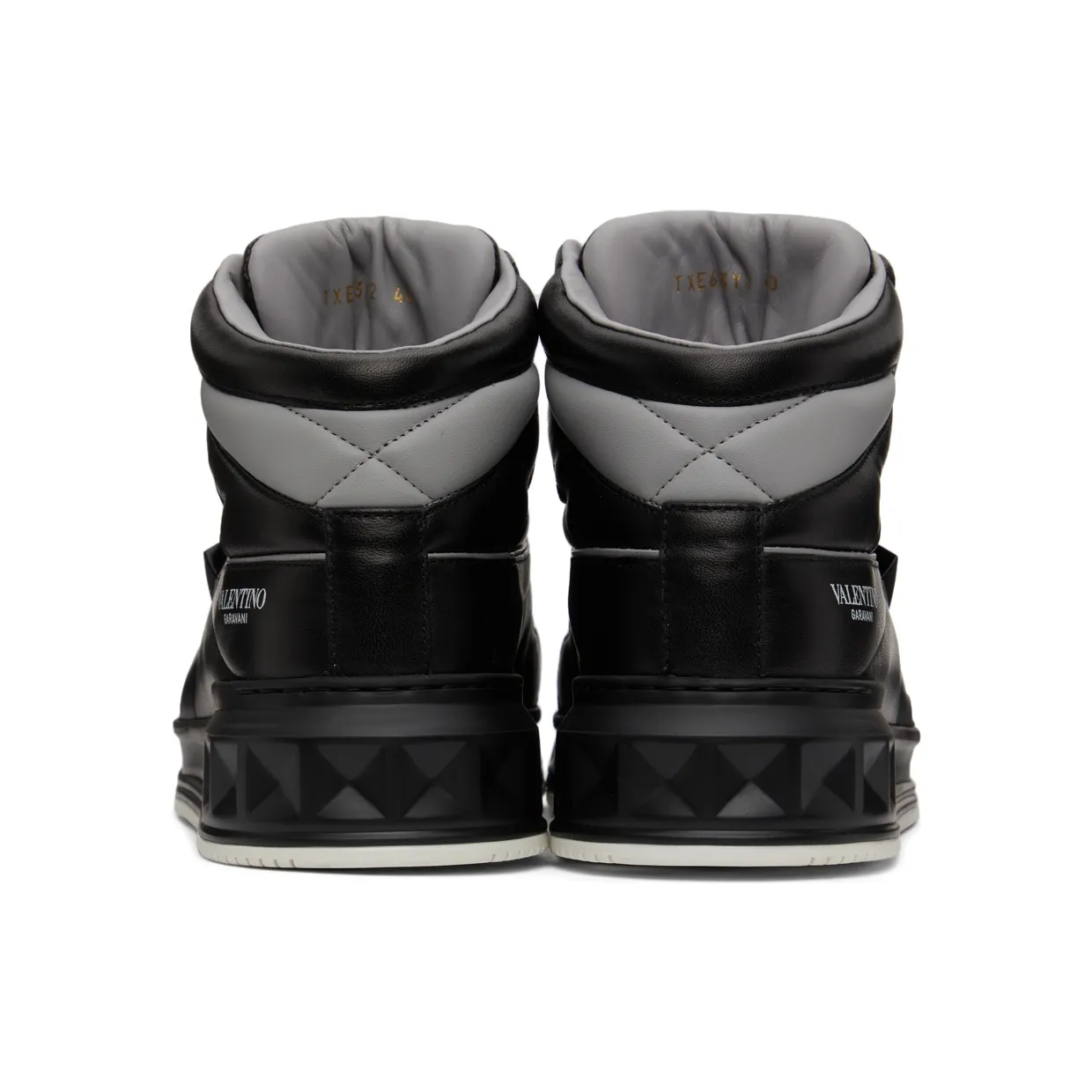 Valentino Garavani Black & Grey Nappa One Stud Sneakers (XY2S0E63NWN) (4)
