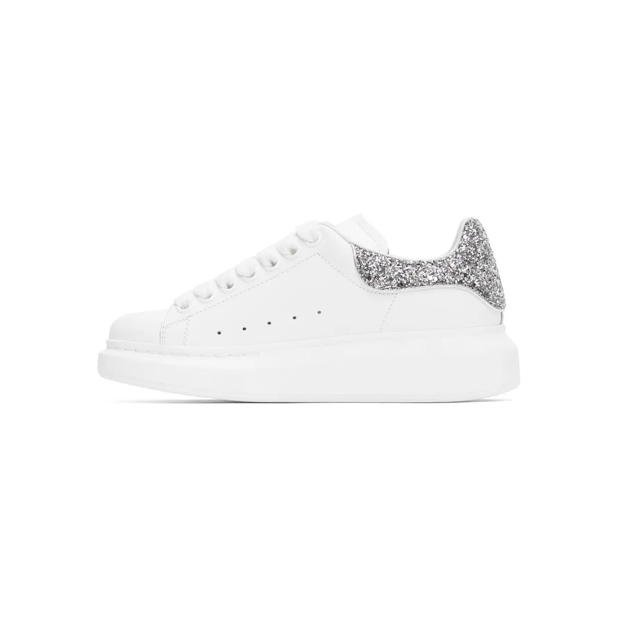 Alexander McQueen SSENSE Exclusive White & Silver Oversized 9071 Silver “Glitter” (558945WHTQ6) (3)