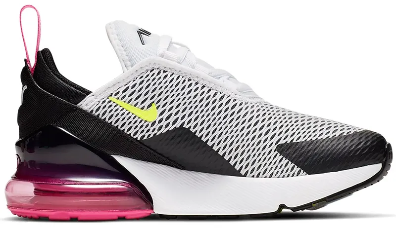 Nike Air Max 270 White Black Fuchsia Volt (PS) White/Black-Laser Fuchsia-Volt (AO2372-102)
