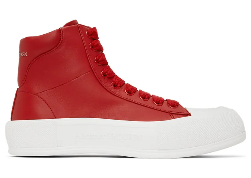Alexander McQueen Red Deck Plimsoll High-Top Sneakers (705203WHRU0)