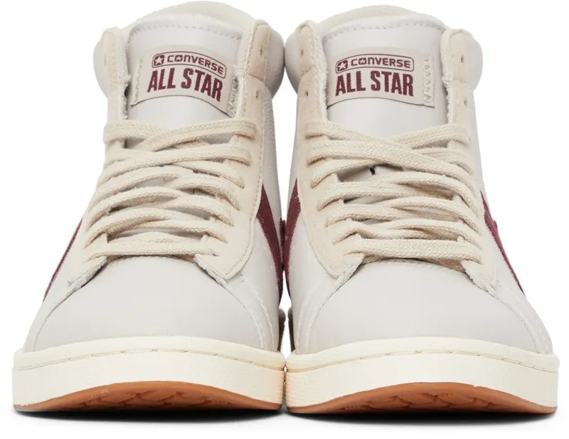Converse Pro Leather Hi White / Deep Bordaeux / String (171606C)