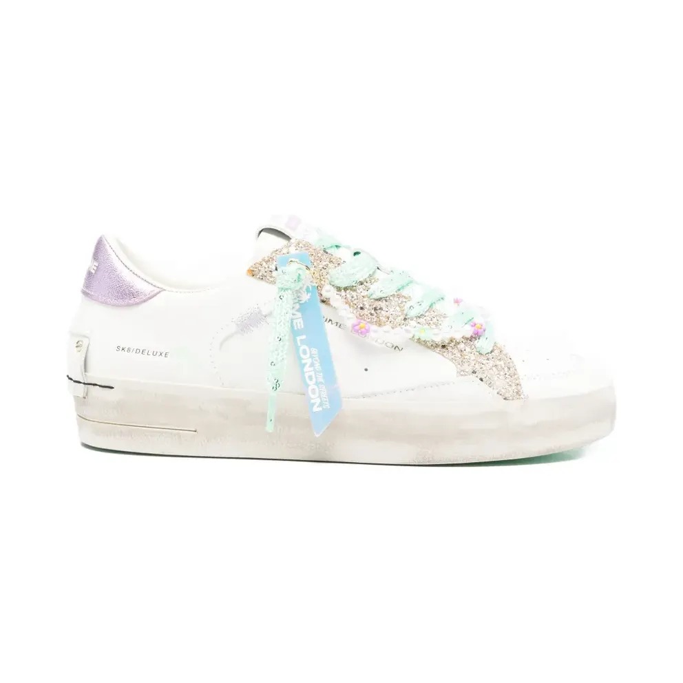 Crime London Sk8 Deluxe with glitter and kant – White (29112PP8)