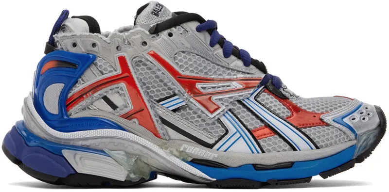 Balenciaga Gray & Blue Runner Sneakers (677403-W3RB6-1264)