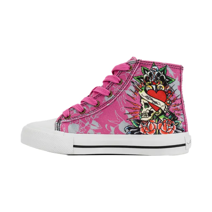 Ed Hardy Skull High Top Sneakers PS “Pink / White” (EH04769655)