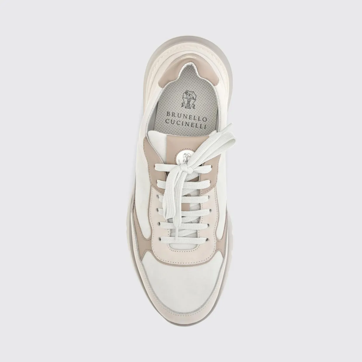 Brunello cucinelli Bicolor Suede and Leather Low-Top Sneakers with Serrated Sole White (MZUSNEO355CTG72) (3)