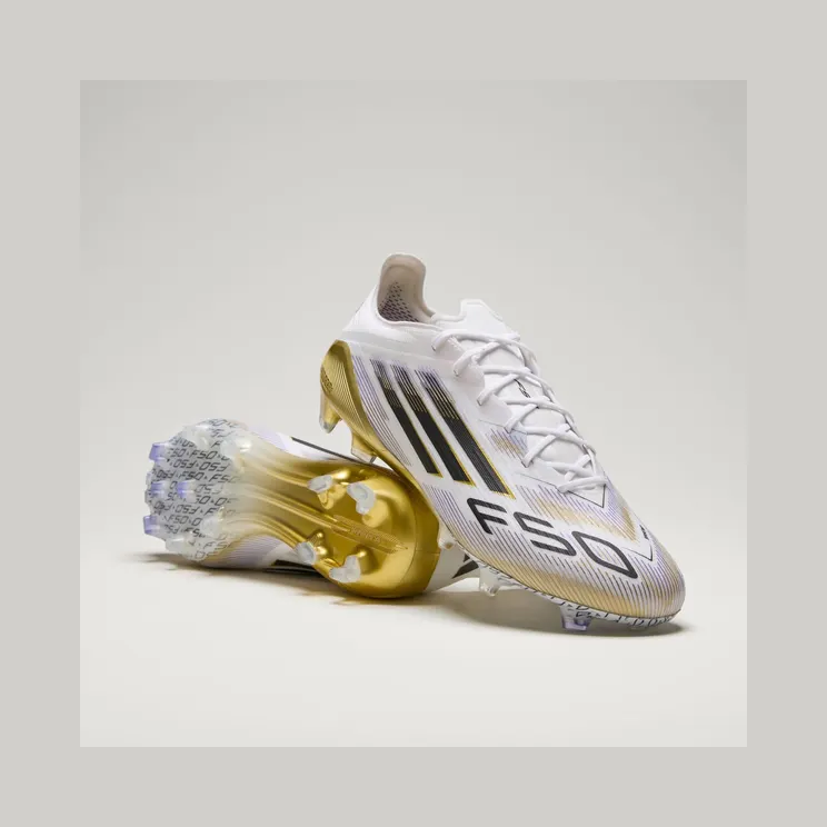 adidas F50 Elite Firm Ground Boots “Cloud White / Core Black / Gold Metallic” (JH7617)