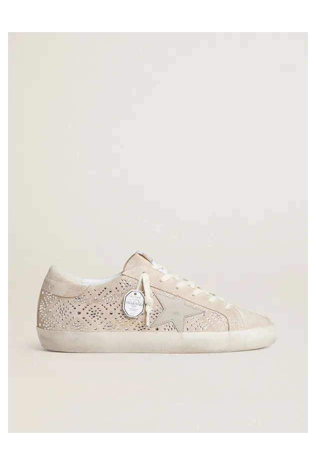 Golden Goose Super-Star Ltd In Suede With Swarovski Crystals And Ice-Gray Leather Star (GWF00101.F007593.25667)