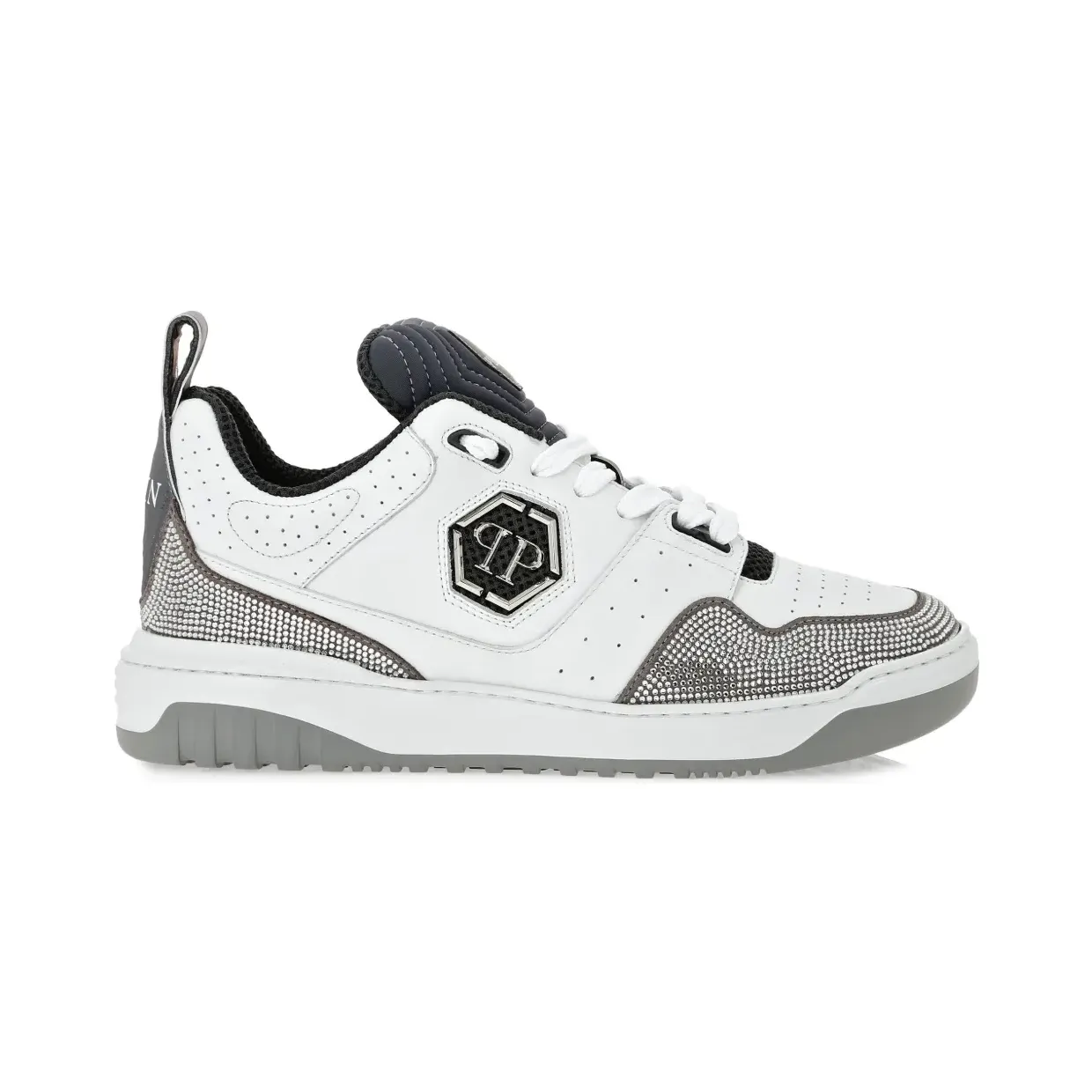 Philipp Plein Hexagon Crystal low-top “White” (FADSMSC3960PLE010N)