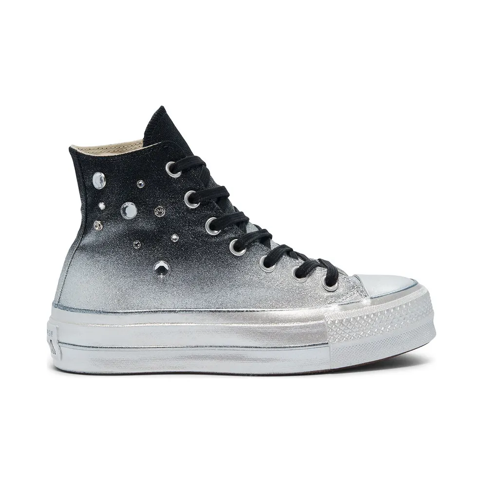 Converse Chuck Taylor All Star Lift High Top Black Silver Stud (569128C)