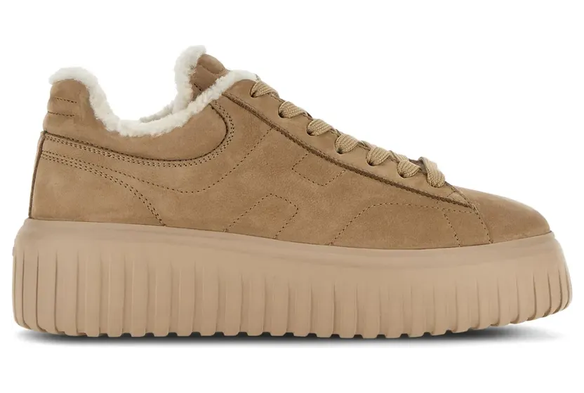 Hogan H-Stripes Sneakers aus Wildleder – Nude (HXW6450FN306RN)