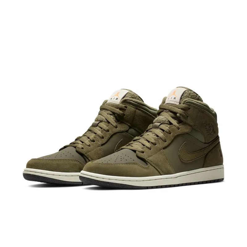 Air Jordan Nike AJ I 1 Mid Olive Canvas (2018) (BQ6579-300)
