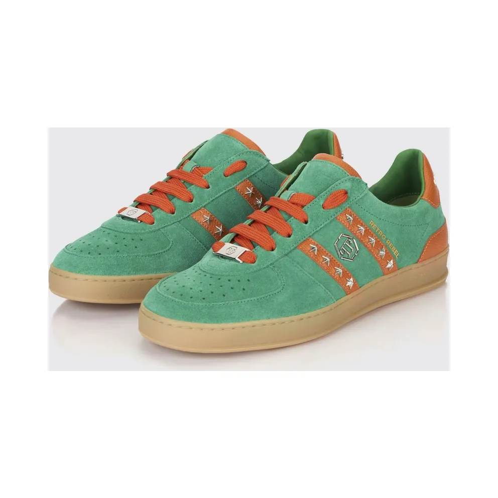 Philipp plein Retro Rebel Suede Sneakers with Applied Stars Green (SAFSUSC0911PLE009N05)