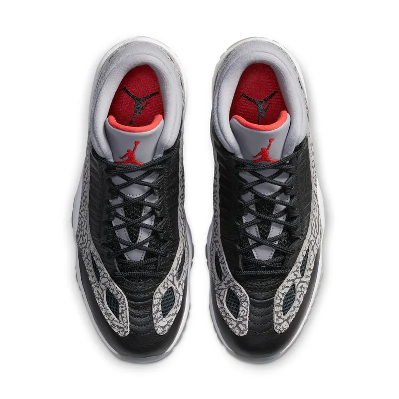 Jordan 11 Retro Low IE Black Cement Black/Fire Red-Cement Grey-White (919712-006)