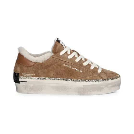 Crime London Gerafelde met plateauzool en glitters afwerking “Brown” (23053AA9)