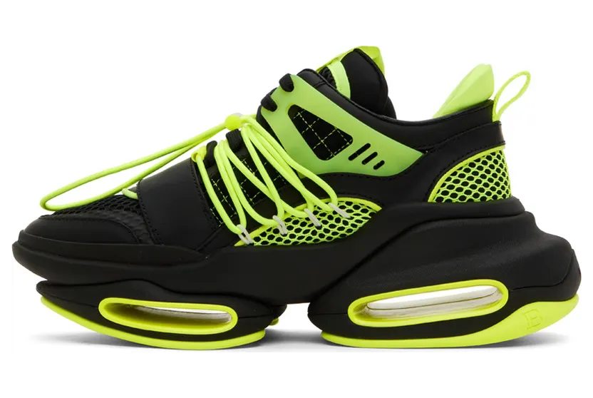 Balmain Black & Green B-Bold Low-Top Sneakers (YM1VJ307TNRH) (3)