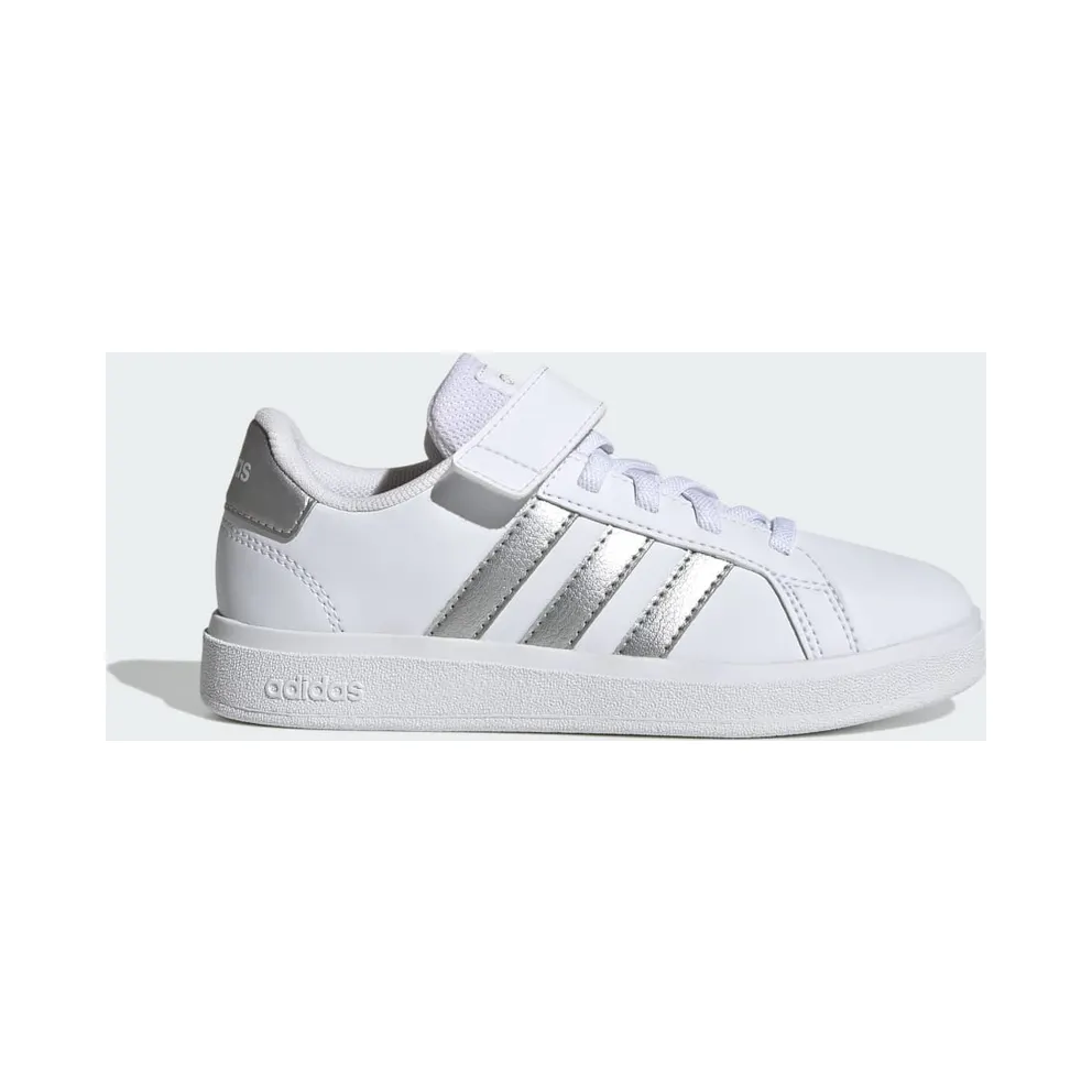 Adidas Grand Court Elastic Lace and Top Strap Cloud White / Matte Silver / Matte Silver (GW6516)