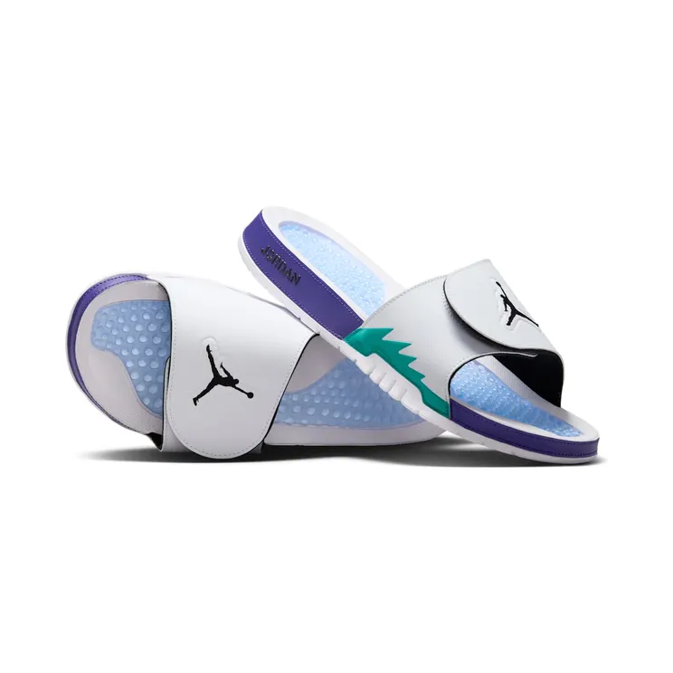 Jordan Hydro 5 Retro Slide “White / New Emerald / Grape Ice / Black” (555501-103)