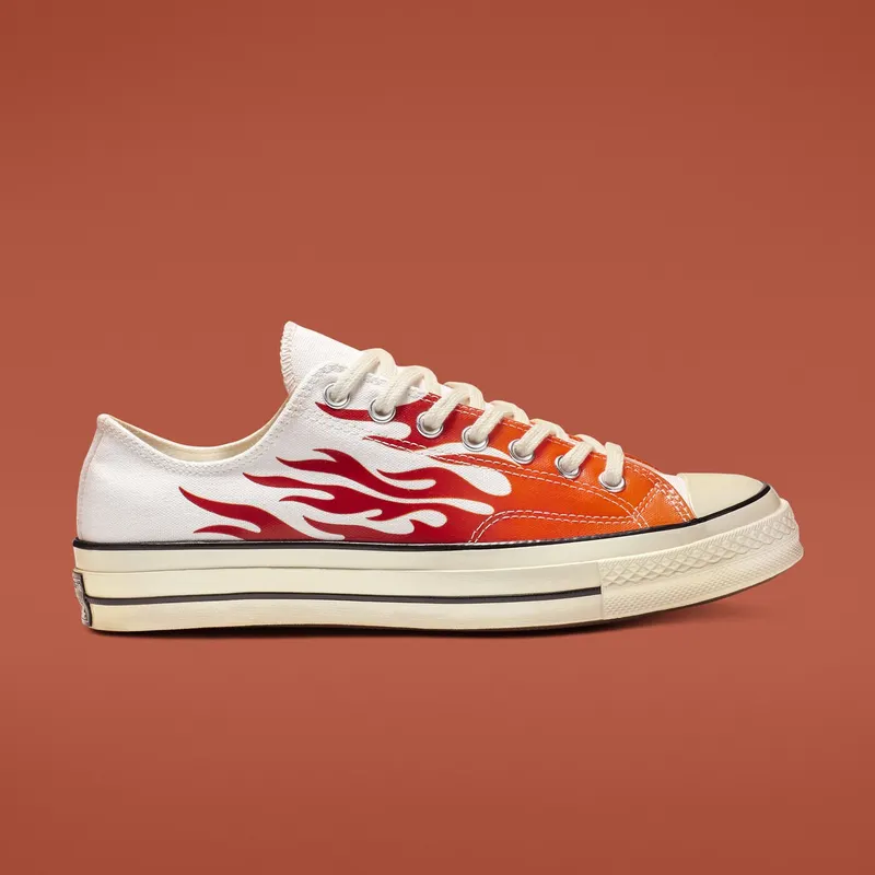 Converse Chuck Taylor All-Star 70s Ox Archive Print Flames White/Enamel Red-Bold Mandarin (165029C)