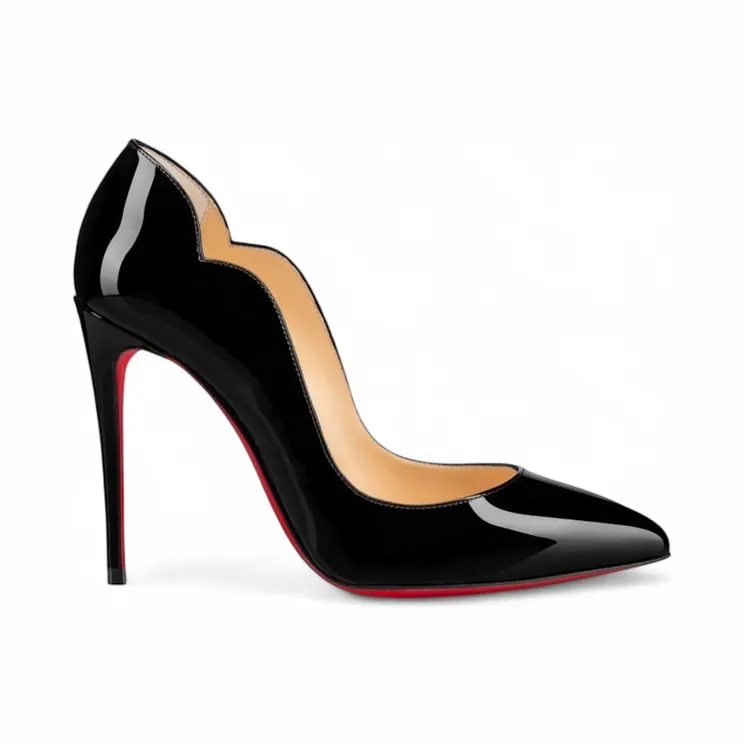 Christian Louboutin Hot Chick 100mm Décolleté Pump Black Patent Calf Leather (1190911BK01)