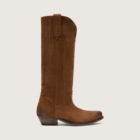Golden Goose Wish Star Boots In Brown Leather With Laser-Engraved Pattern (GWF01138.F008814.55381)