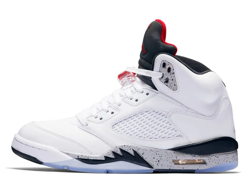 Air Jordan 5 Retro White Cement “White / Black / Matte Silver / University Red” (136027-104)