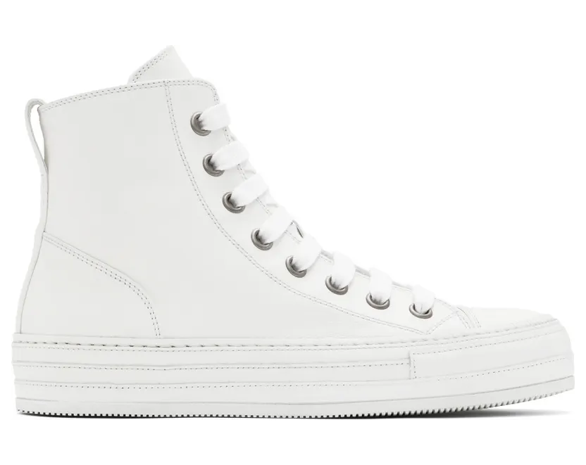 Ann Demeulemeester White Leather Raven Sneakers (2201-W-N01-385-001)