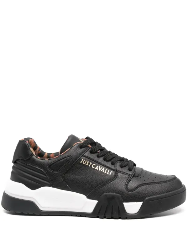 Just Cavalli Leren sneakers with logo-reliëf – Black (77RA3SA1ZPA63)
