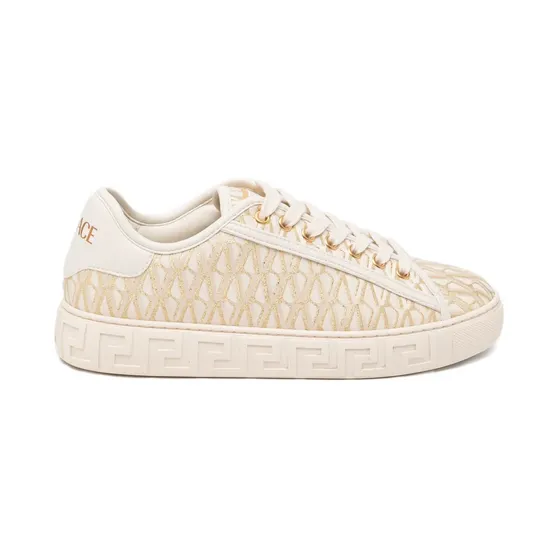 Versace Canvas sneakers met Greca-jacquard – Beige (10135681A16981)