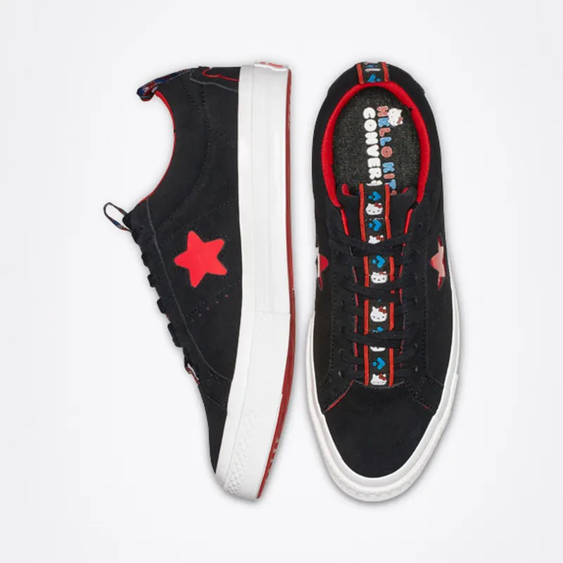 Converse One Star Ox Hello Kitty Black (W) Black/Fiery Red-White (163904C)