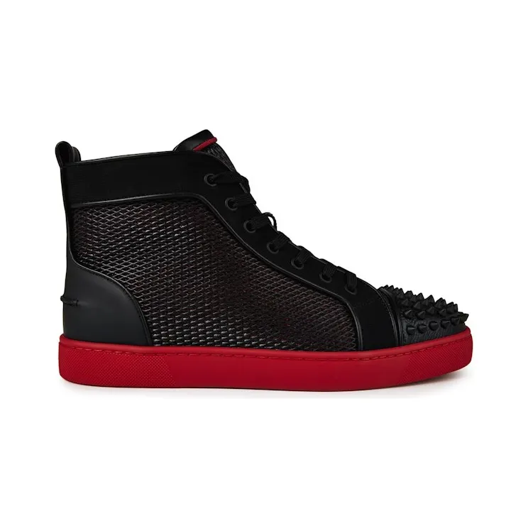 Christian Louboutin Lou Spikes Orlato Flat Black Loubi (1230168 H358)