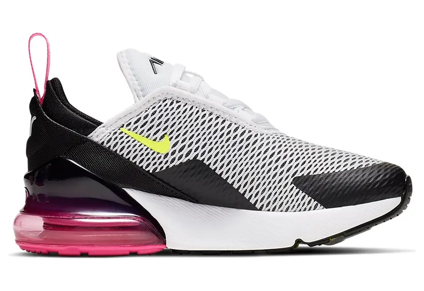 Nike Air Max 270 White Black Fuchsia Volt (PS)
