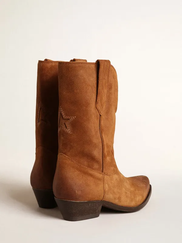 Golden Goose Low Wish Star Boots In Cognac-Colored Suede With Inlay Star (GWF00537.F004884.55310) (4)