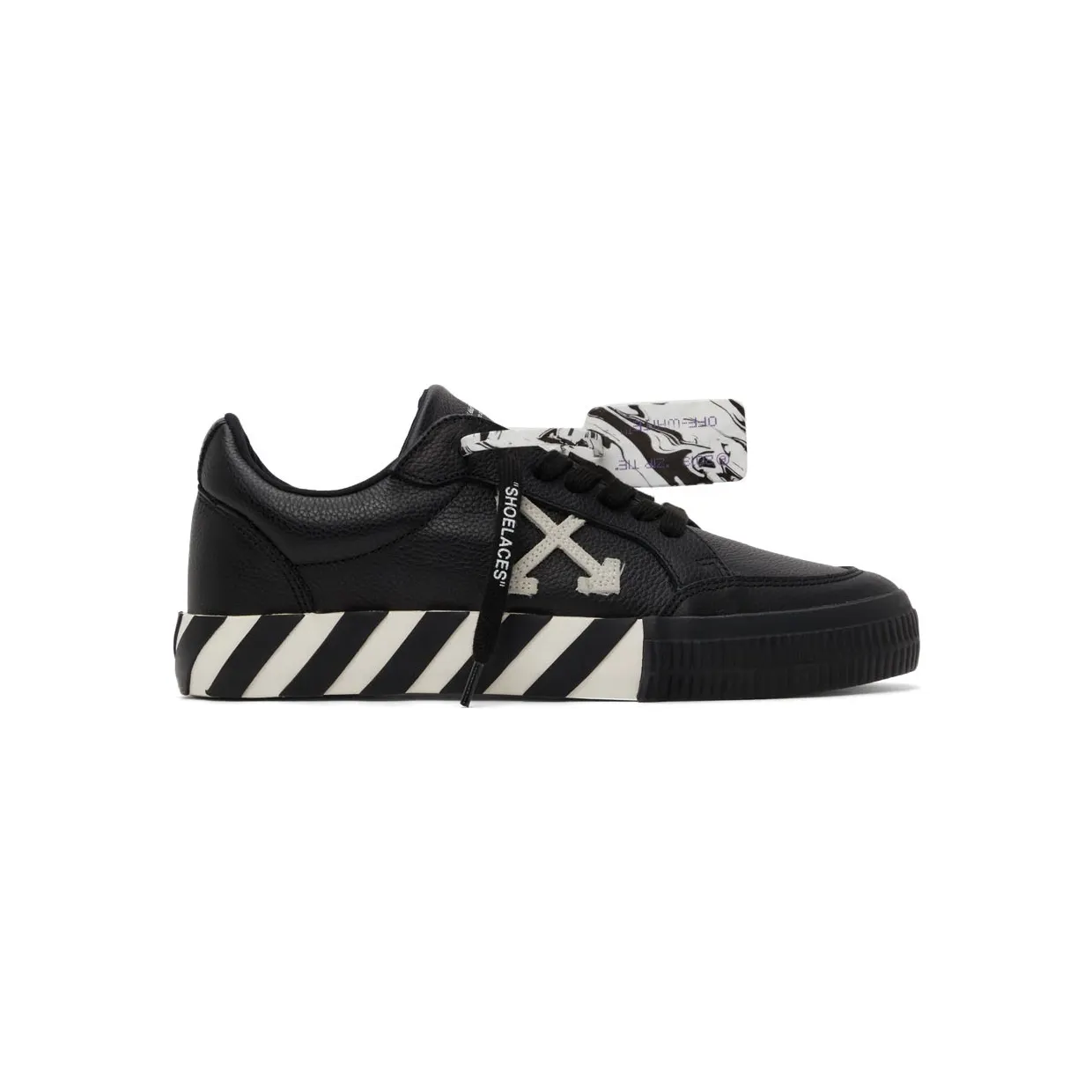 Off-White Black Leather Vulcanized Low Sneakers (OMIA085F21LEA0031001)