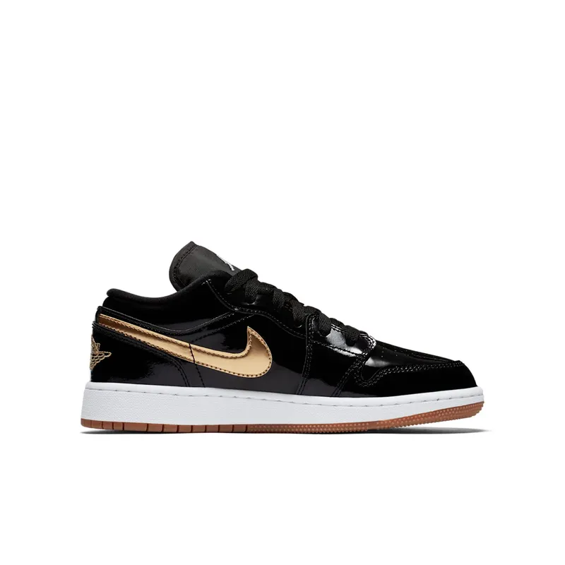Jordan 1 Retro Low Black Gold Patent (GS) Black/Metallic Gold-White (554723-032)