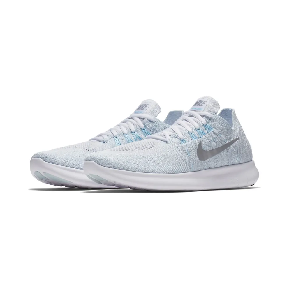 Nike Free Run Flyknit 2017 Pure Platinum Glacier Blue (W) Pure Platinum/Glacier Blue-Blue Fury-Metallic Silver (880844-012)