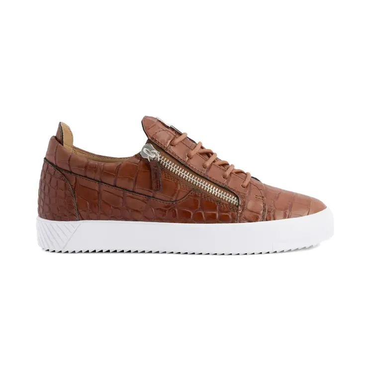 Giuseppe Zanotti Frankie leren met krokodillenprint en rits “Brown” (RU50029H05)