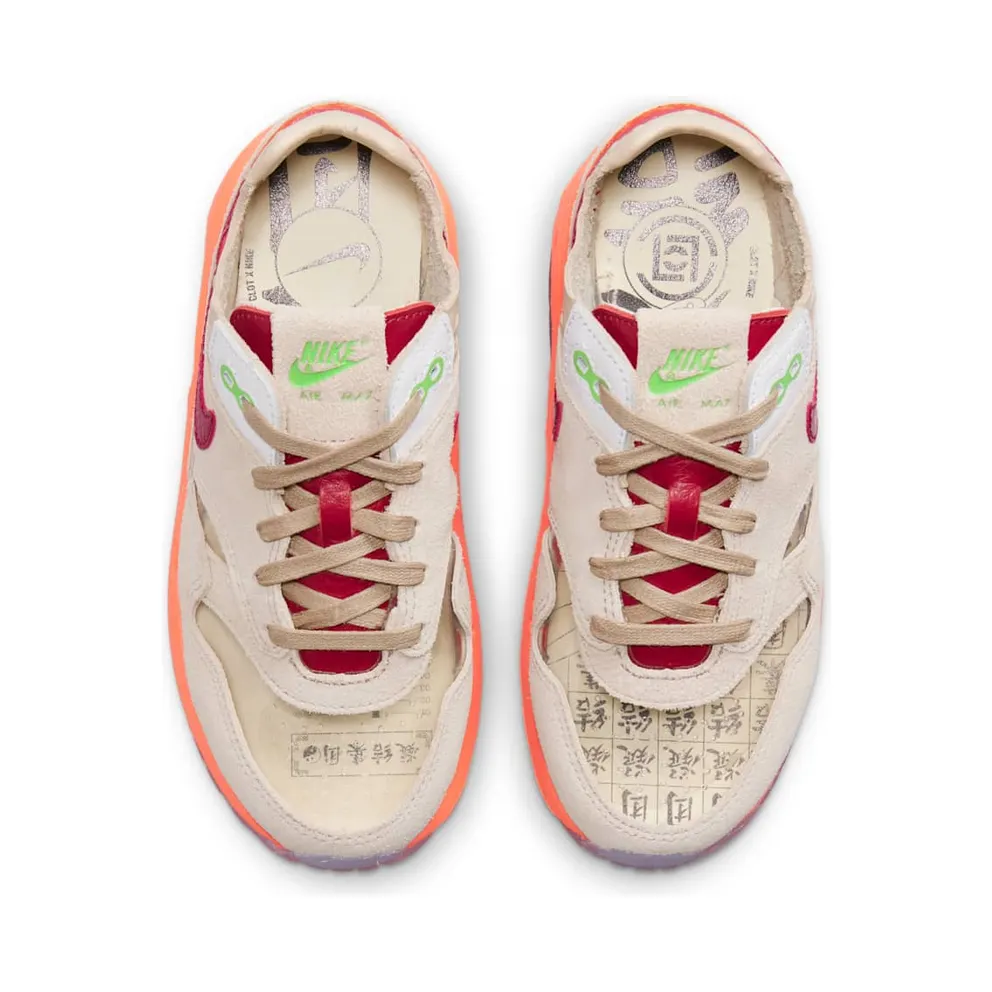 Nike x Clot Air Max 1 ‘Kiss Of Death’ (PS) (2021) – “Net / Deep Red / Orange Blaze” (DH2493-100)