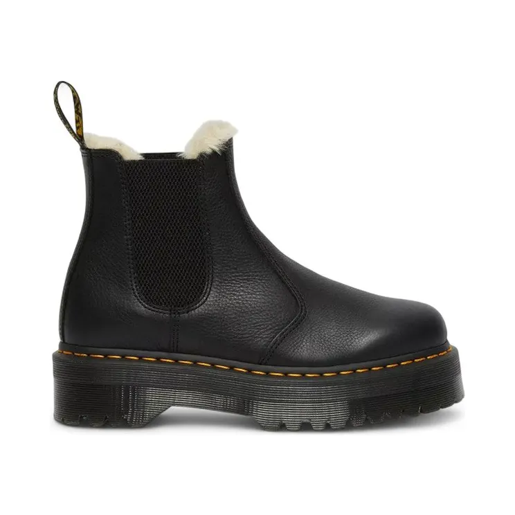 Dr. Martens 2976 Quad Faux Fur Lined Pisa Leather Platform Chelsea Boot Black (25635001)