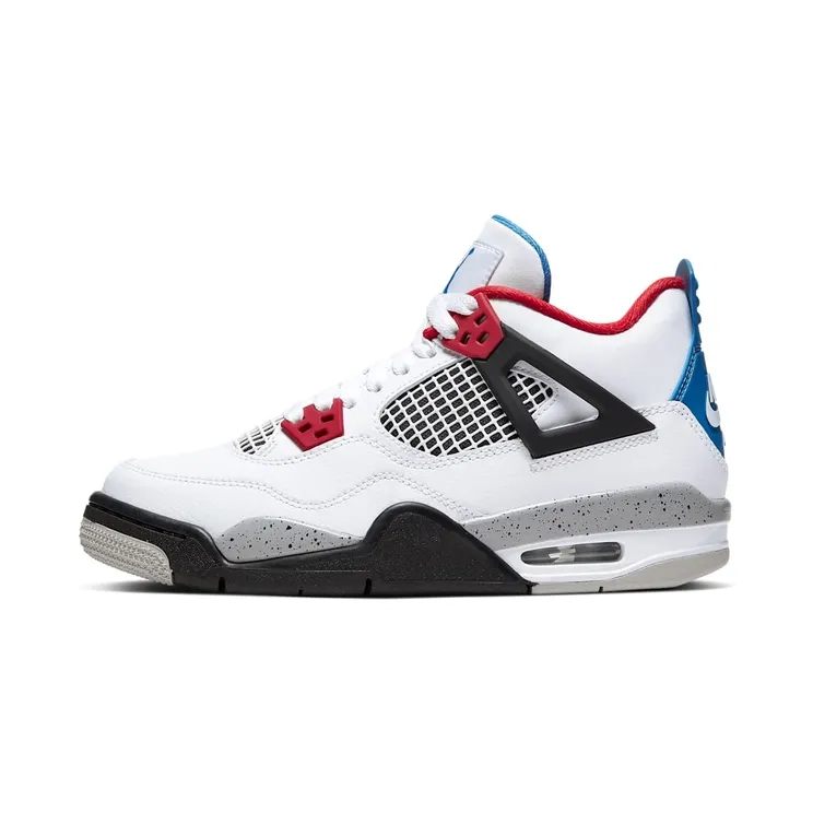Air Jordan 4 Retro GS What The “White / Fire Red / Tech Grey / Military Blue” (408452-146)