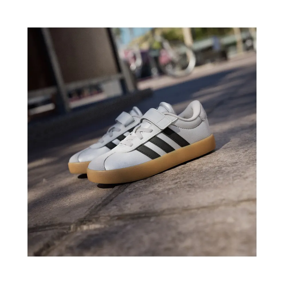 Adidas VL Court 3.0 Skateboard Shoes Kids Silver Metallic / Core Black / Light Solid Grey (IH3958)