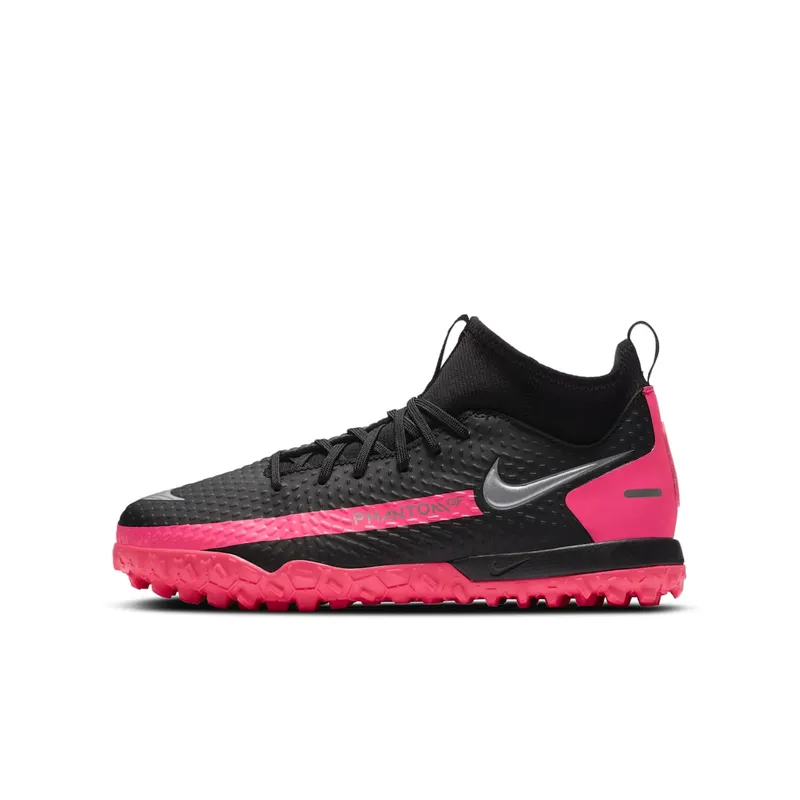 Nike Phantom GT Academy DF TF Black Pink Blast (Kids) Black/Pink Blast-Metallic Silver (CW6695-006)